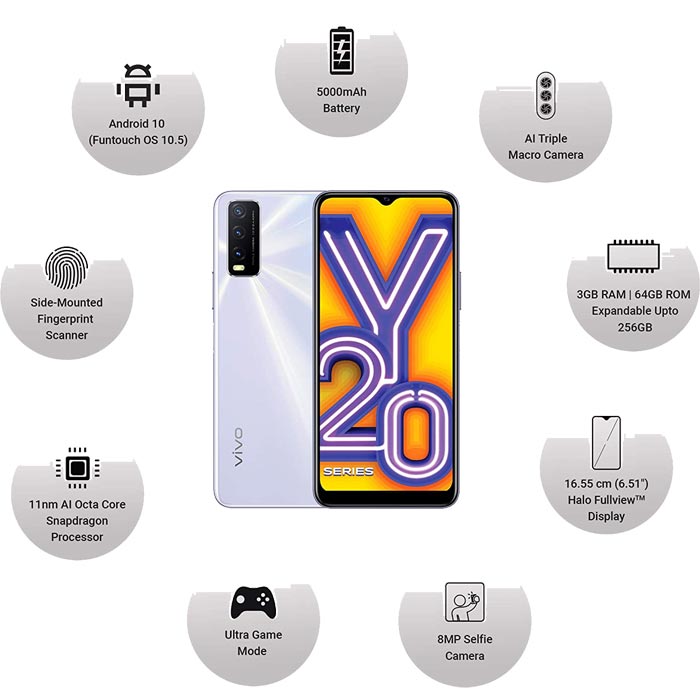 VIVO Y20I 2021 V2026 4GB/64GB DUAL SIM MOBILE PHONE (WHITE) VIVO Y20I 2021 V2026 4GB/64GB DUAL SIM MOBILE PHONE (WHITE)